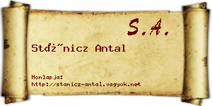 Stánicz Antal névjegykártya
